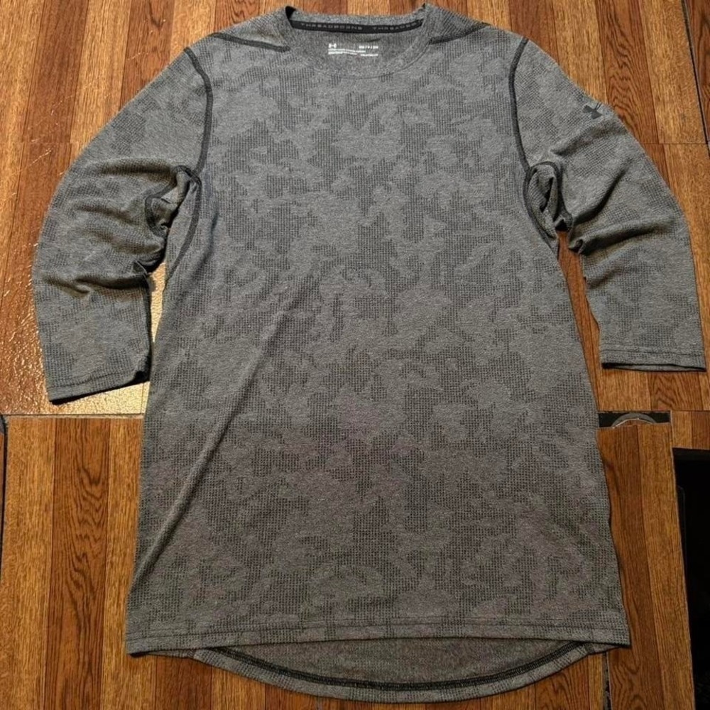 Under Armour Grey Camo Heat Tech Sportswear Half Sleeve Running Shirt Small